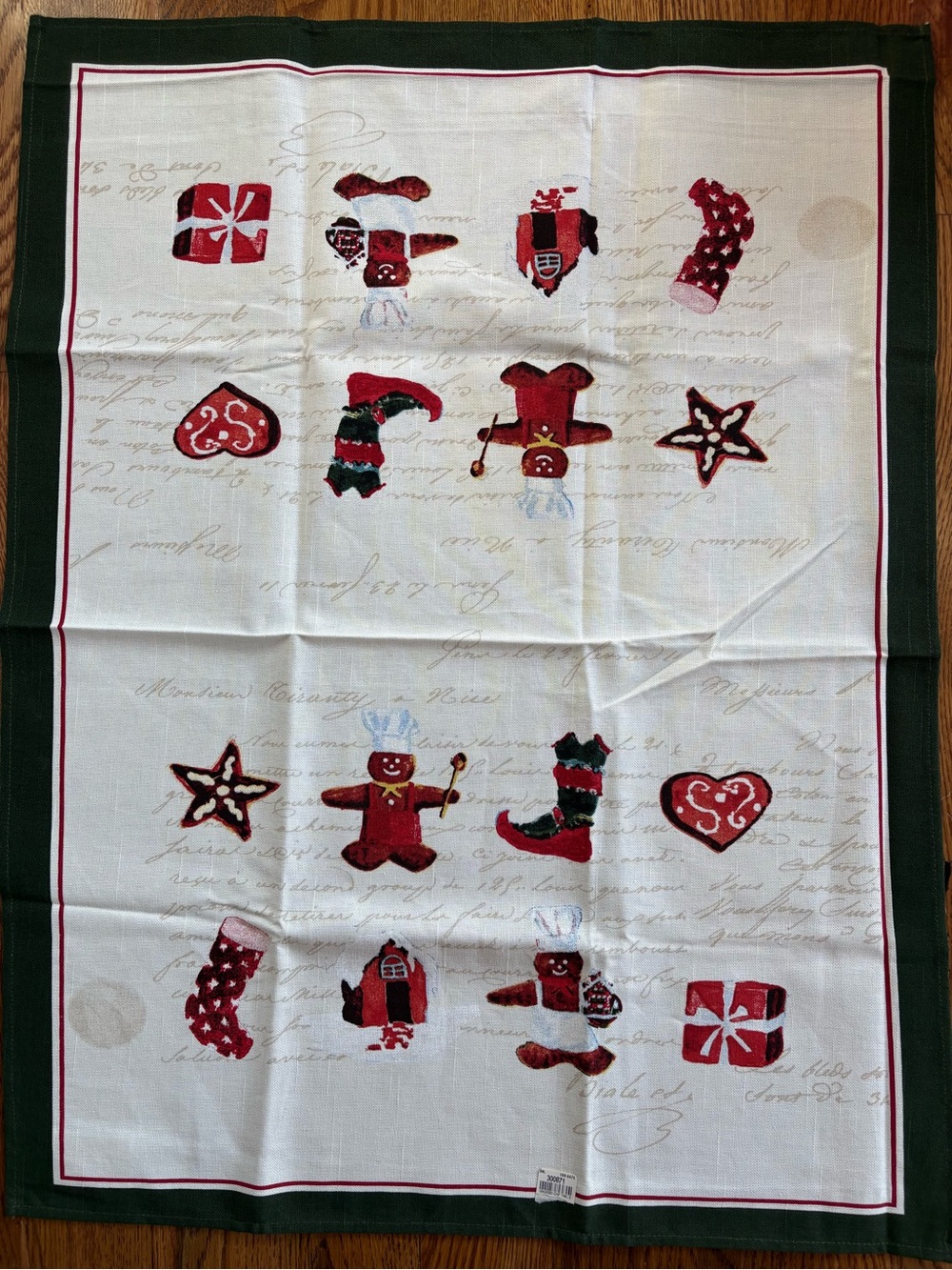 Williams Sonoma Gingerbread Chef Kitchen Dish Towel Cotton Whimsical Christmas